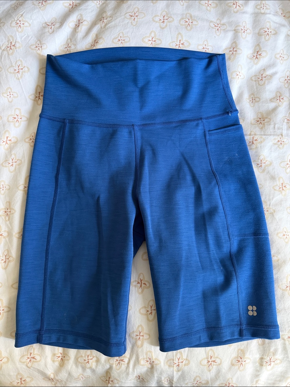 Sweaty Betty Cobalt Blue High-Rise 8” Bike Shorts with Side Pocket Small